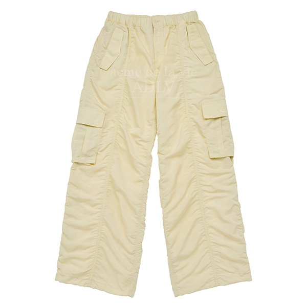 Plated Nylon Cargo Wide Pants [Yellow]