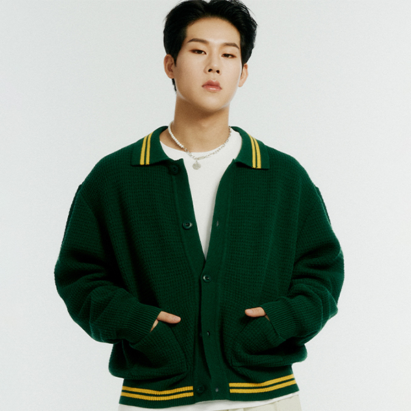 [全款] (JOOHEONY 2Gifts) Waffle Knit Cardigan [Green][Free]_Jooheonbar_李周宪吧