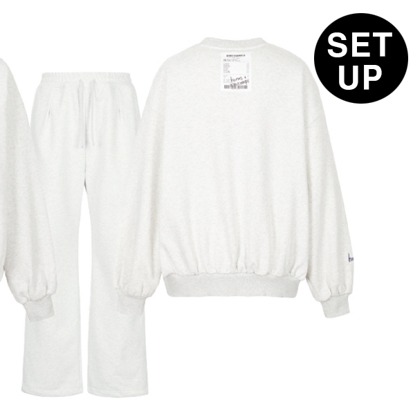 (JOOHEONY 2Gifts) Honest Logo Balloon Crewneck Pants Set-up [Light Gray]