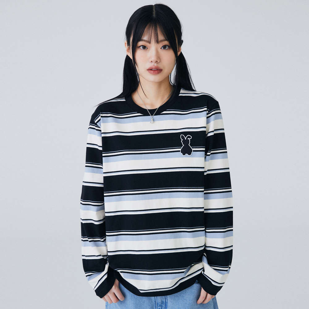 (KIHYUN 2Gifts) Bunny Bear Stripe T-Shirts 3colors