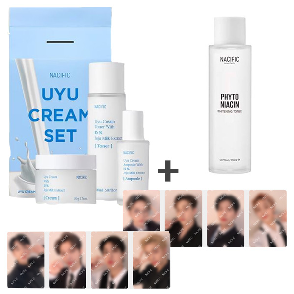 [両面トレカ8枚贈呈] Uyu Cream Line Set(Ampoule 50ml+Toner 150ml+Cream 50g)+Phyto Niacin Toner
