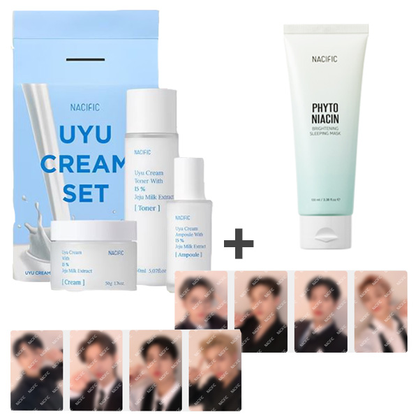 [両面トレカ8枚贈呈] Uyu Cream Line Set(Ampoule 50ml+Toner 150ml+Cream 50g)+Phyto Niacin Sleeping Mask