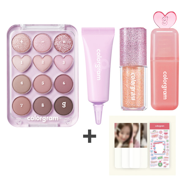 [(G)I-DLE SHUHUA Gift] Eyeshadow Palette 02 Pink+Mauve=♥+Tint 04 Clear Cherry+Cheek 04 Milky Mulberry+Bling Shadow 12 Humming Coral_ShuHua_叶舒华中文首站
