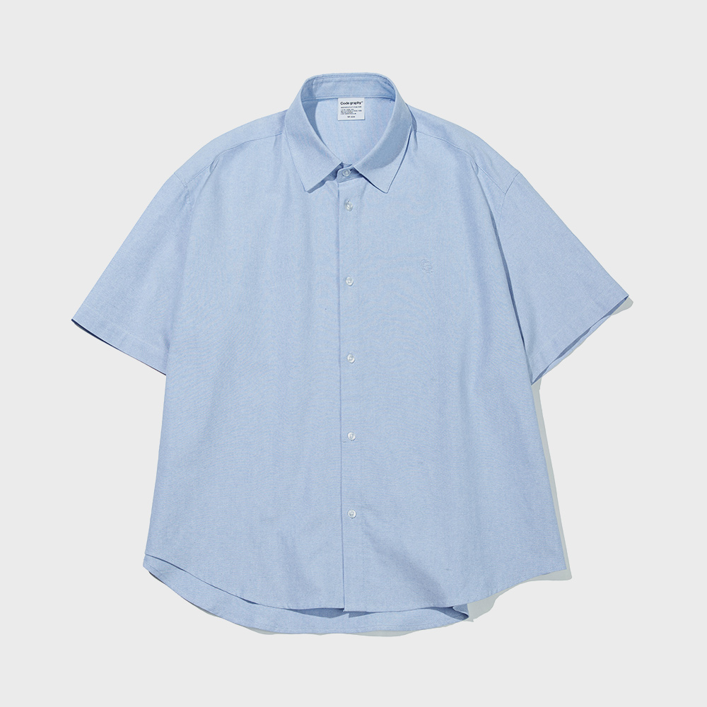 [Seventeen HOSHI Gift] Overfit Oxford Short Sleeve Shirt [BLUE] 3sizes
