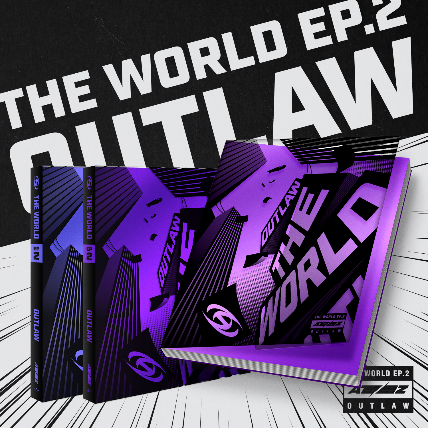 [全款 裸专 第二批 截止至6.22早7点] [3CD 套装] ATEEZ - 迷你9辑 [THE WORLD EP.2 : OUTLAW] (A VER. + DIARY VER. + Z VER.)_ATEEZ中文首站