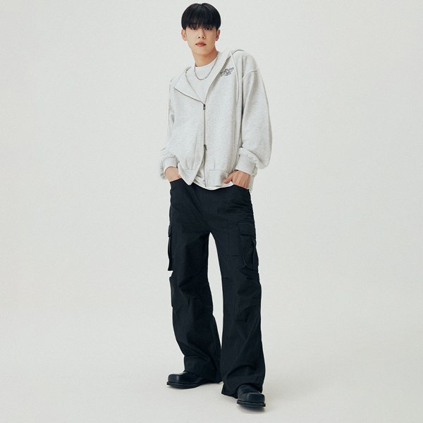 [AB6IX Gift + ABBI PIN BADGE] AB6 cargo cotton pants [BLACK] [2]