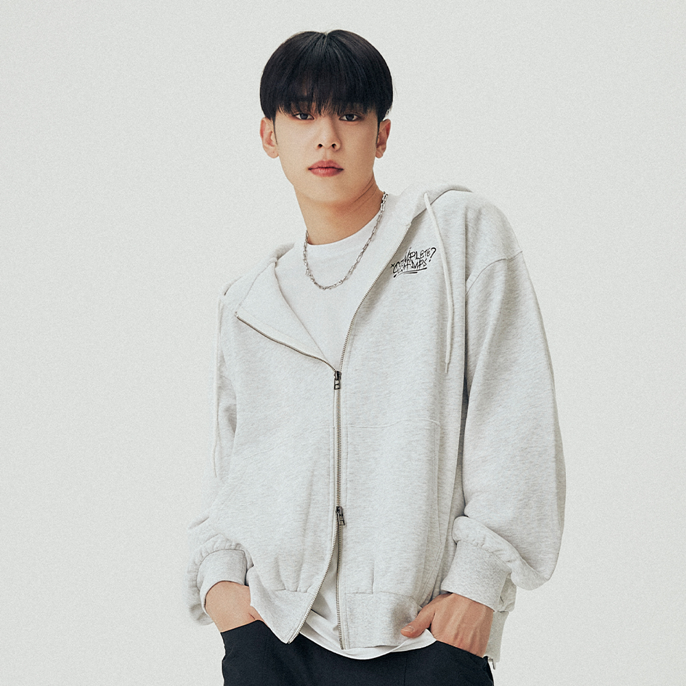 [全款] [BORNCHAMPS] COMPLETE CHMPS HOOD ZIP-UP [LIGHT GRAY]