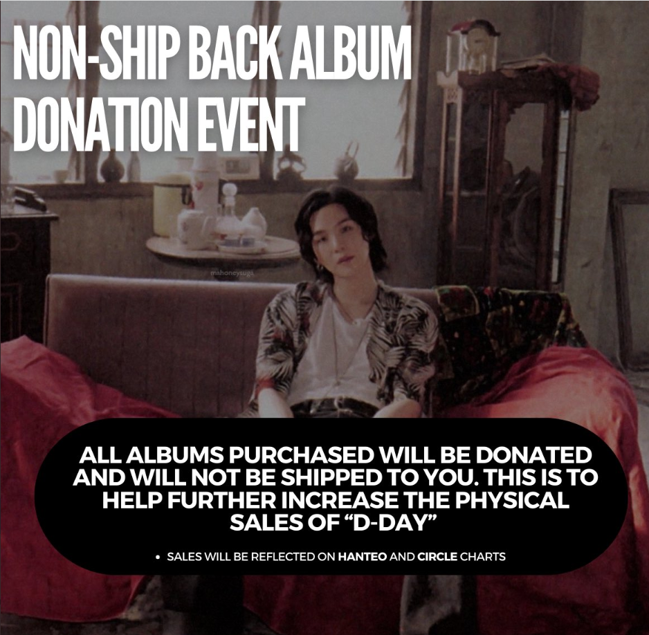 [Donation] Non-shipped Albums donation for SUGA by @MINSUGAHQ X @SugaWWUnion *Non-Refundable