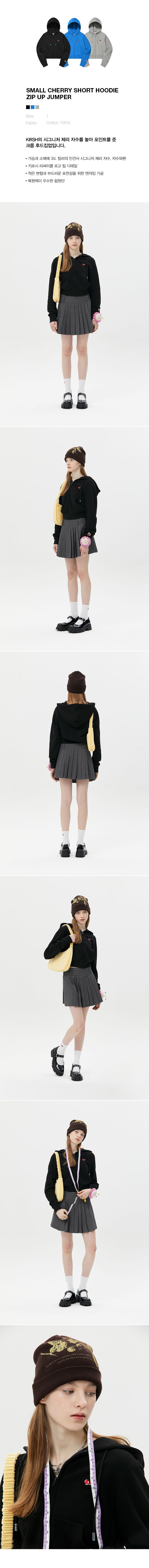 ktown4u.com : SMALL CHERRY SHORT HOODIE ZIP UP JUMPER [3COLORS]