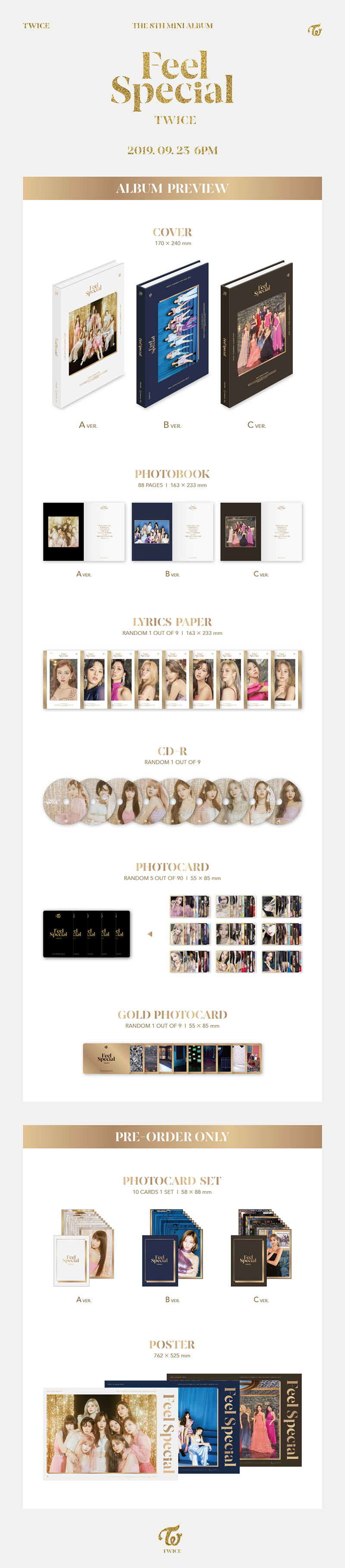 TWICE - 8e Mini-Album [Feel Special] (A Ver.) – Inclusief Fotoboek, CD, Fotokaarten En Pin Badges